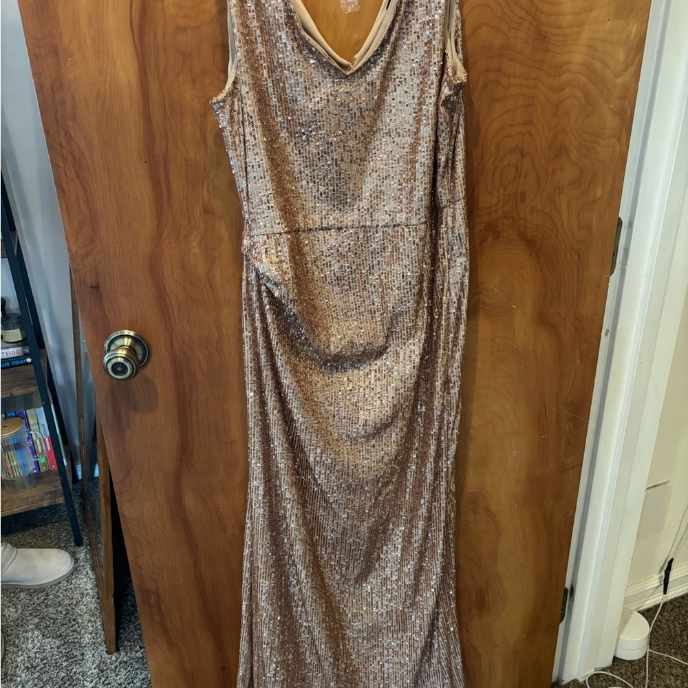 MARINA Gold Sequin Maxi Dress